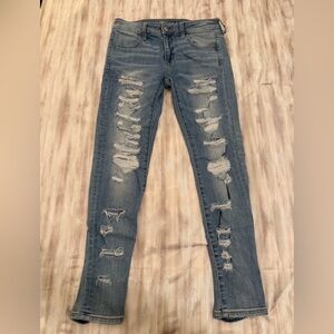 American Eagle Outfitters Ripped Blue Skinny Jeans